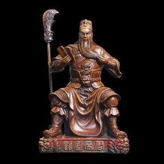 関羽像 関羽雲長 三国志 ブラウン 樹脂製 武士像 置物 オブジェ 縁起物 風水 幸運 開運 昇進 像 風水 運 開運 インテリア 厄除け 縁起物 健康運 仕事運 家庭運 寝室zw0117