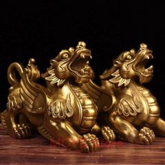 貔貅 置物 ヒキュウ 置物 オブジェ 2ペア 風水グッズ 金 ゴールド 黄金 風水 開運 伝統的 運 金運 健康運 出世運 家庭運 家内安全 インテリア 玄関 リビング 贈り物 魔除け オフィス 幸運 龍 龍の置物zw0117