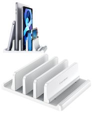 VAYDEERノートパソコンスタンド 縦置きノートpc スタンド 3台収納 ホルダー幅調整可能 ABS樹脂製 for タブレット／ipad／Surface／MacBook Pro Air 縦置き用 -白