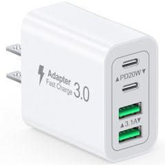 合計40W スマホ充電器 4ポート USB-C×2/USB-A×2 タイプc 急速充電 ACアダプター 4台同時充電 USB C コンセント