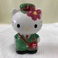 비매품 ・レア ハローキティ 郵便局員 貯金箱 陶器製 2003年 산리오 D971