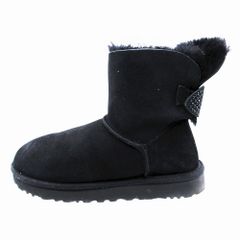UGG アグ ブーツ スパークル ボウ ミニ ムートン ショートブーツ SPARKLE BOW MINI 1100189 ブラック 24cm レディース 【中古】