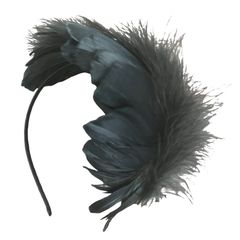 ADOSSY 羽根 ヘッドドレス ふわふわカチューシャ 髪飾り アクセサリー ハロウィン パーティ クラブイベント 黒鳥 ブラック 黒