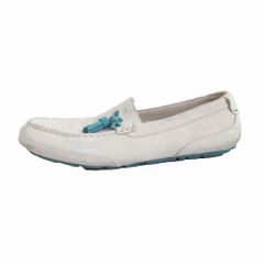 UGG アグ モカシン ドライビング シューズ 靴 タッセル スエード ホワイト 10 28cm メンズ 【中古】