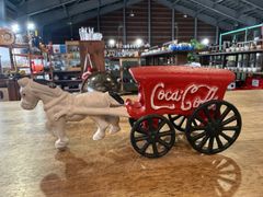 Coca Cola Cast Iron Wagon 코카콜라 짐 마차 주철 골동품 빈티지 사탕 장난감