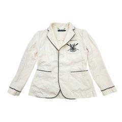 Sサイズ相当 RALPH LAUREN テーラード ジャケット ホワイト ロゴ ＃7 ラルフローレン 秋冬