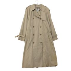 Aquascutum アクアスキュータム トレンチコート 英国製 ヴィンテージ ハウスチェック柄裏地 アウター ロング丈 コットン100％ ベルト付き ベージュ 6【S】 レディース 【中古】
