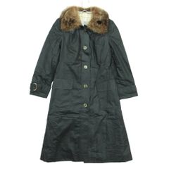 Aquascutum アクアスキュータム ステンカラーコート 英国製 aqua5 リアルファー チェック柄裏地 ダークグレー 【S】 レディース 【中古】