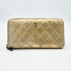 CHANEL シャネル 長財布 マトラッセ ココマーク ラウンドファスナー ゴールド キルティング