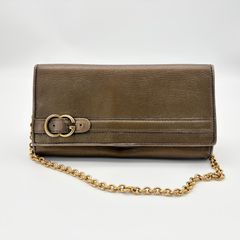 GUCCI グッチ 長財布 ゴールド GG フラップ チェーンウォレット マーモント