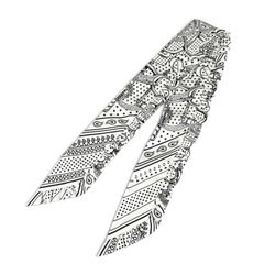 상태매우좋음 HERMES エルメス ツイリー エプロンドール シルク100% ブラン ノワール フリル付 スカーフ フランス製 レディース