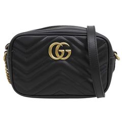 グッチ GUCCI GGマーモント カメラバッグ ショルダーバッグ レザー ブラック 448065 중고 新入荷 GU0709