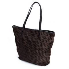 フェンディFENDI ズッカ柄ロゴトートバッグ F 茶黒