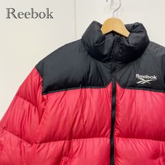 Reebok リーボック ナイロン ダウン ジャケット M ブラック レッド 黒 赤 アウター 刺繍ロゴ メンズ _208
