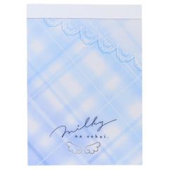メール便 メモ帳milky blue ミニメモ チェック