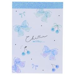 メール便 メモ帳milky blue ミニメモ リボン