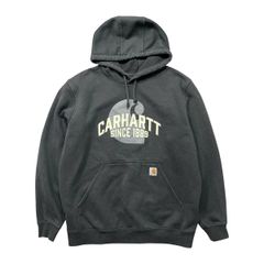 USA 古着 メキシコ製 CARHARTT カーハート スウェット パーカー フーディー ロゴ プリント メンズL ブラック BE1015