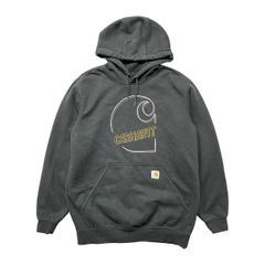USA 古着 メキシコ製 CARHARTT カーハート スウェット パーカー フーディー ロゴ プリント メンズM ブラック BE1016