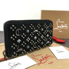 極美品 Christian Louboutin パネトーネ スタッズ ラウンドファスナー 長財布 ブラック 61