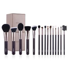 SIXPLUS シックスプラス 15本 ブラシセット メイクブラシ メイクブラシセット 柔らかい 収納ケース付 コーヒー色pms