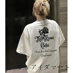 白いTシャツ レディース トップス 半袖 tシャツ カットソー 夏服 黒いTシャツ おしゃれtシャツ 可愛いtシャツ 即購入OK 半袖 プリントTシャツ 薄手 プリント 花柄 薔薇柄 バラ柄 カジュアル ゆるカットソー