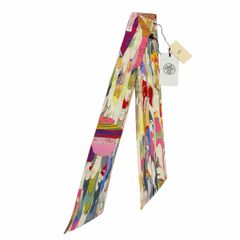 미사용 品 HERMES エルメス ツイリー 京都マーブル エクスリブリス シルク100％ ROSE/VERT/VIOLET マーブルシルク スカーフ 日本製 箱付き