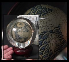 ガラス玉 地図 地球儀 ガラス球 中国美術 美術品 工芸品