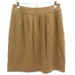 クレージュ courreges 상태좋음 フレアスカート ウール 38 ベージュ ひざ丈 無地 TL ■ECG010