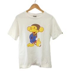 アベイシングエイプ A BATHING APE 90-00s 初期 Tシャツ ゲームタグ ミッキーマイロ サル キャラクタープリント 半袖 クルーネック M 白 ホワイト /NP