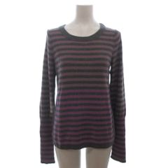 ソニアリキエル SONIA RYKIEL カシミヤニット セーター 長袖 ボーダー 紫 灰色 パープル グレー 42