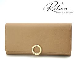 Sランク・箱 証明書付き BVLGARI ブルガリ 長財布 ビーゼロワン B.zero1 ロゴマニア クラシコ ラージウォレット リングクリップ バイカラー ベージュ ピンクベージュ クリーム レザー グレインカーフ レディース
