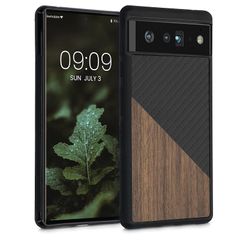 【新品】 kwmobile Google Pixel 6 Pro対応 ケース - ウッド x カーボン スマホカバー - ハードケース 保護 対応 1