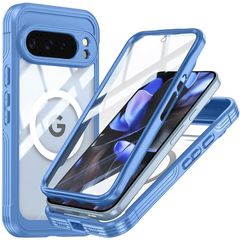 【新品】 Disonbeir 対応 Google Pixel 10 Pro XL ケース MagSafe対応 全面カバー 両面ケース 液晶フィルム付き 360度全面保護 マグネット Qi充電 耐衝撃 アウトドア,ブルー 1
