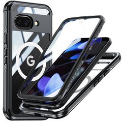 【新品】 Google Pixel 9A 用 ケース MagSafe対応 全面カバー 両面ケース ガラスフィルム付き 360度全面保護 ピクセル9A用 カバー 耐衝撃 アウトドア,ブラック 1