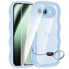 【新品】 HILEGENER【1+1枚セット】 Google Pixel 10A ケース+ガラスフィルム グーグル ピクセル10A 用滑り止め スマホケースウェーブ デザイン 手にフィット TPUカバー 韓国 可愛い シリコンバンパー 波状エッジ ソフトシ 1