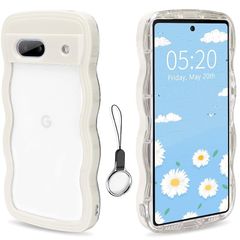 【新品】 Google ピクセル6A 用 可愛い 透明ソフト TPU ケース - マツと感人気 韓国おしゃれケースグーグル ピクセル6A【ストラップ1種付き】波状エッジ ソフトシェル ケース スマホケース - 耐衝撃性 ウェーブ デザイン ケース ストラップホ