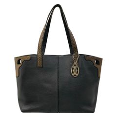 Cartier(カルティエ) トートバッグ マルチェロドゥカルティエトートバッグ 黒×ブラウン レザー
