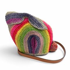極美品 LOEWE ロエベ パウラズ バニー レインボー ミニ ラフィア ウサギ型 レザーストラップ ショルダーバッグ マルチカラー スペイン製