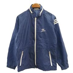 アディダス adidas 80s ナイロンジャケット デサント期 ヴィンテージ フルジップ S ブルー 白 ホワイト 長袖 COS-3011 /NP ■GY22