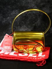 DIESEL ディーゼル 1DR ハンドバッグ ショルダーバッグ 2way レザー Dロゴ パテント イエローゴールド