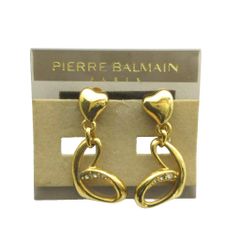 PIERRE BALMAIN イヤリング アクセサリー 両耳用 ハート ラインストーン ゴールド色 ■GY18 /MQ