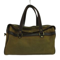 ディーゼル DIESEL ミニボストンバッグ ハンドバッグ 肩掛け キャンバス レザー ロゴ ゴールド金具 カーキ 茶色 ブラウン /XZ ■GY42