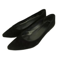 スチュアートワイツマン STUART WEITZMAN パンプス スエード ポインテッドトゥ ウェッジソール 37.5 24.5cm 黒 ブラック /XZ ■GY19