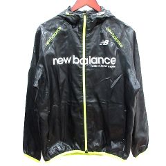 ニューバランス NEW BALANCE ジャケット ジャンパー ブルゾン ウインドブレイカー フード プリント L 黒 ブラック /AU