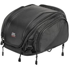 KEMIMOTO シートバッグ バイク 拡張機能あり 18-22L ツーリングバッグ 防水 撥水加工 レインカバー付き リアバッグ 変形しにくい 荷物固定ベルト付き キャンピングシートバッグ バイク用品 汎用性 Ninja400/ZX-25R/V-STROAR