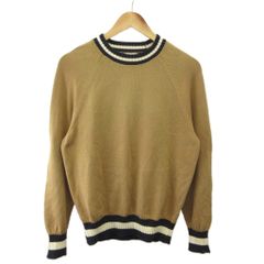 ブルネロクチネリ BRUNELLO CUCINELLI コットンニット リブストライプ ラウンドネック 長袖 46 ベージュ 紺 ネイビー トップス /YU ■GY62