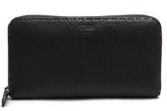 フェンディ／FENDI 長財布 財布 ウォレット レディース 女性 女性用 レザー 革 本革 グレー 灰色 8M0299 SELLERIA セレリア シボ革 シュリンクレザー 小銭入れあり ラウンドジップ ラウンドファスナー