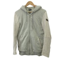 ディーゼル DIESEL パーカー フーディ 上着 XS グレー 内側プリント フード付き 長袖 異素材切り替え ジップアップ /GR ■ECB002