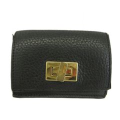 フェンディ FENDI ピーカブー Peekaboo 財布 三つ折り 牛革 レザー ターンロック ロゴ ゴールド金具 黒 ブラック 8M0426 /XZ ■GY18