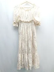 ◇ one after another NICE CLAUP パフスリーブ レースワンピース キャミワンピース サイズF ベージュ レディース E  【1405140031430】